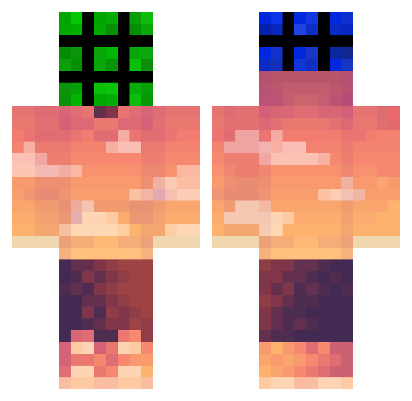 boily Minecraft skin, front and back view