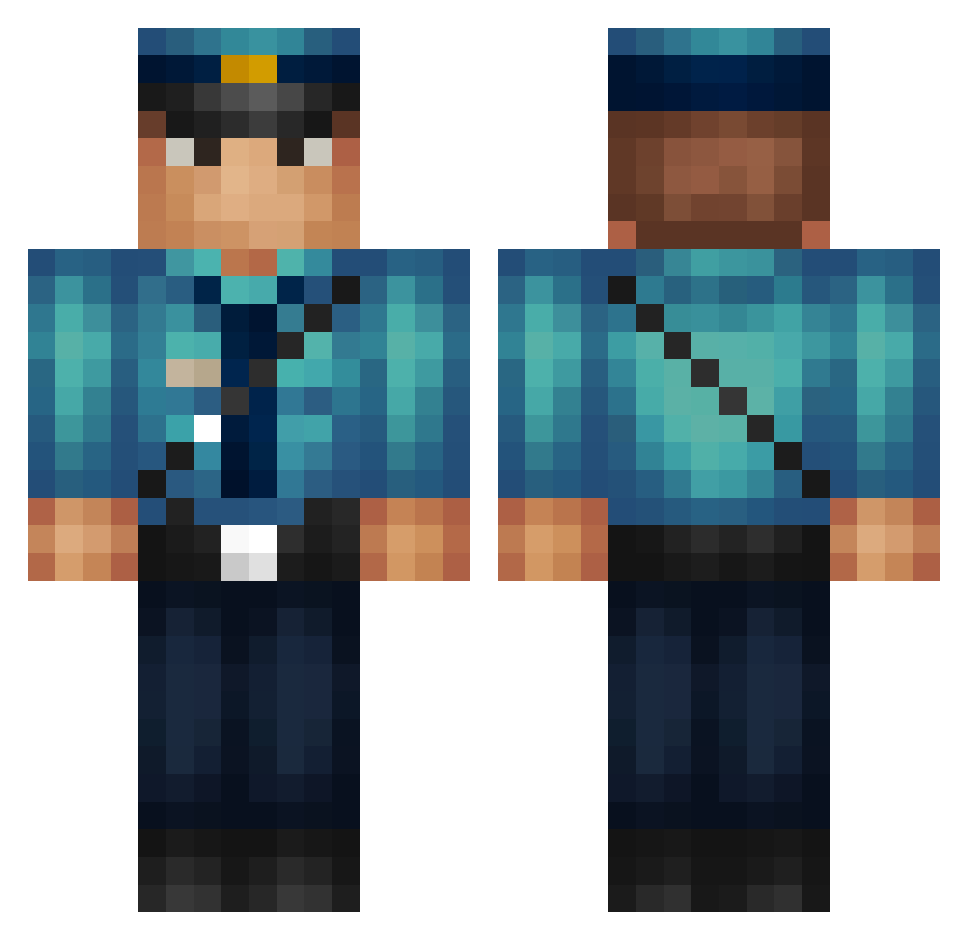 ohSHOES Minecraft skin, front and back view