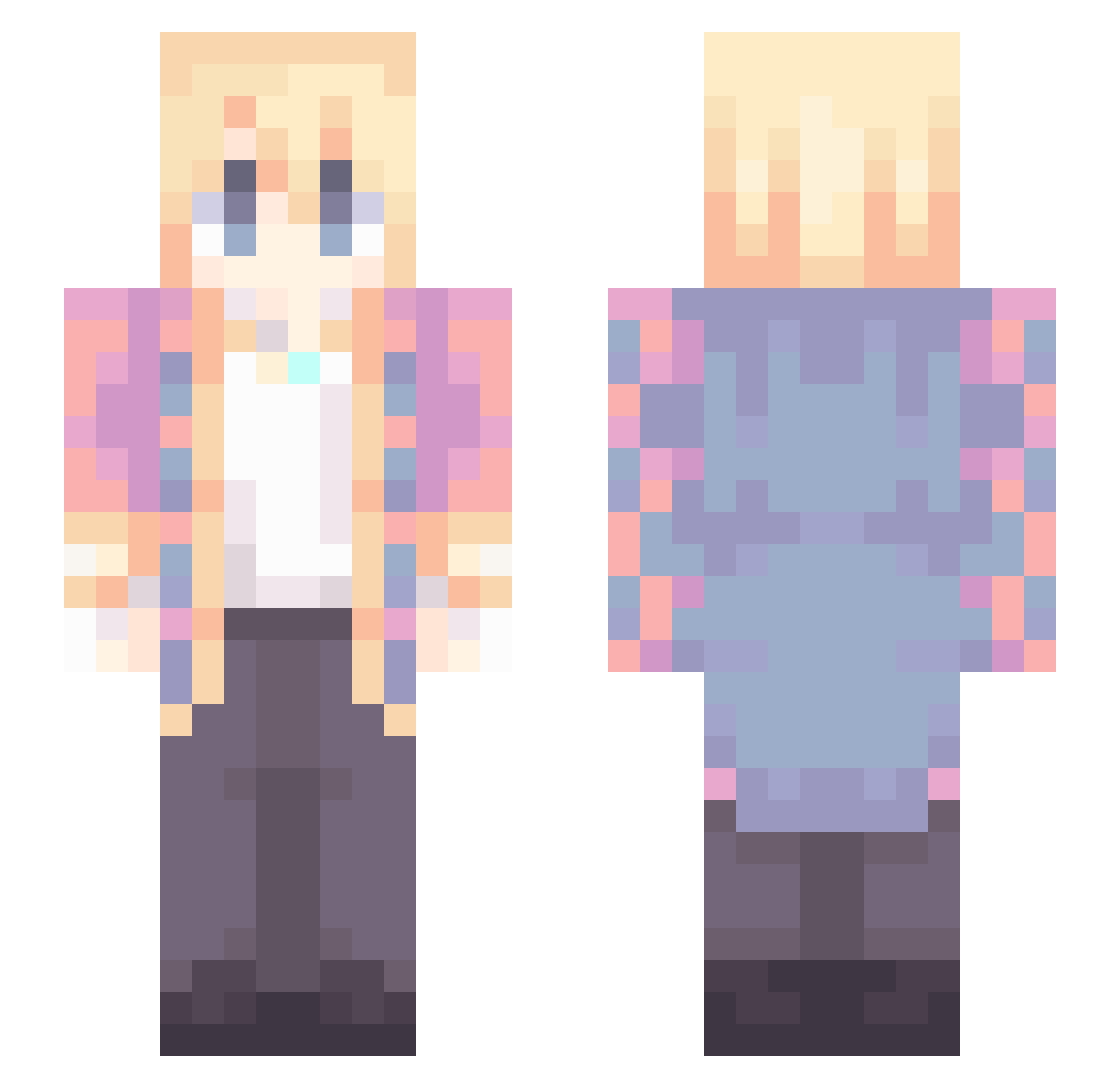 TioJota Minecraft skin, front and back view