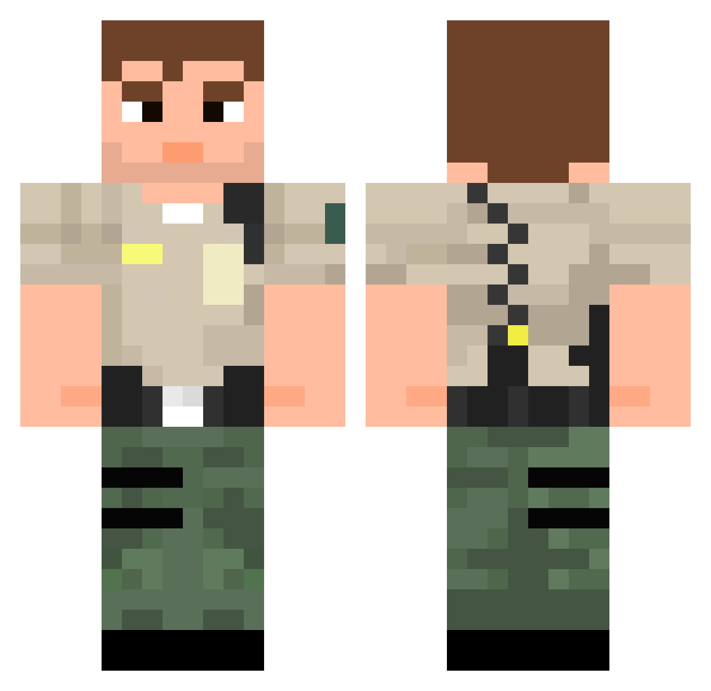 Sgqwam Minecraft skin, front and back view