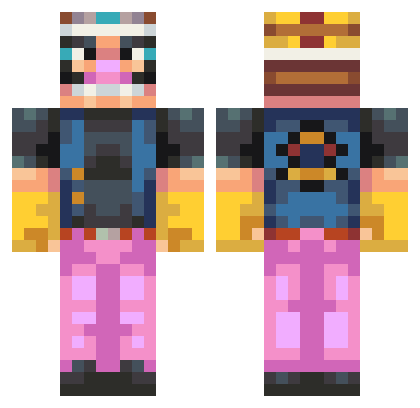 Waise Minecraft skin, front and back view