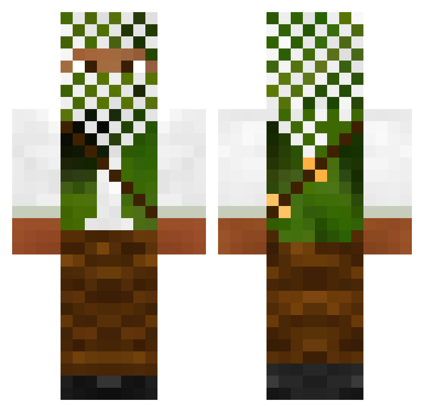 GreenDeck Minecraft skin, front and back view