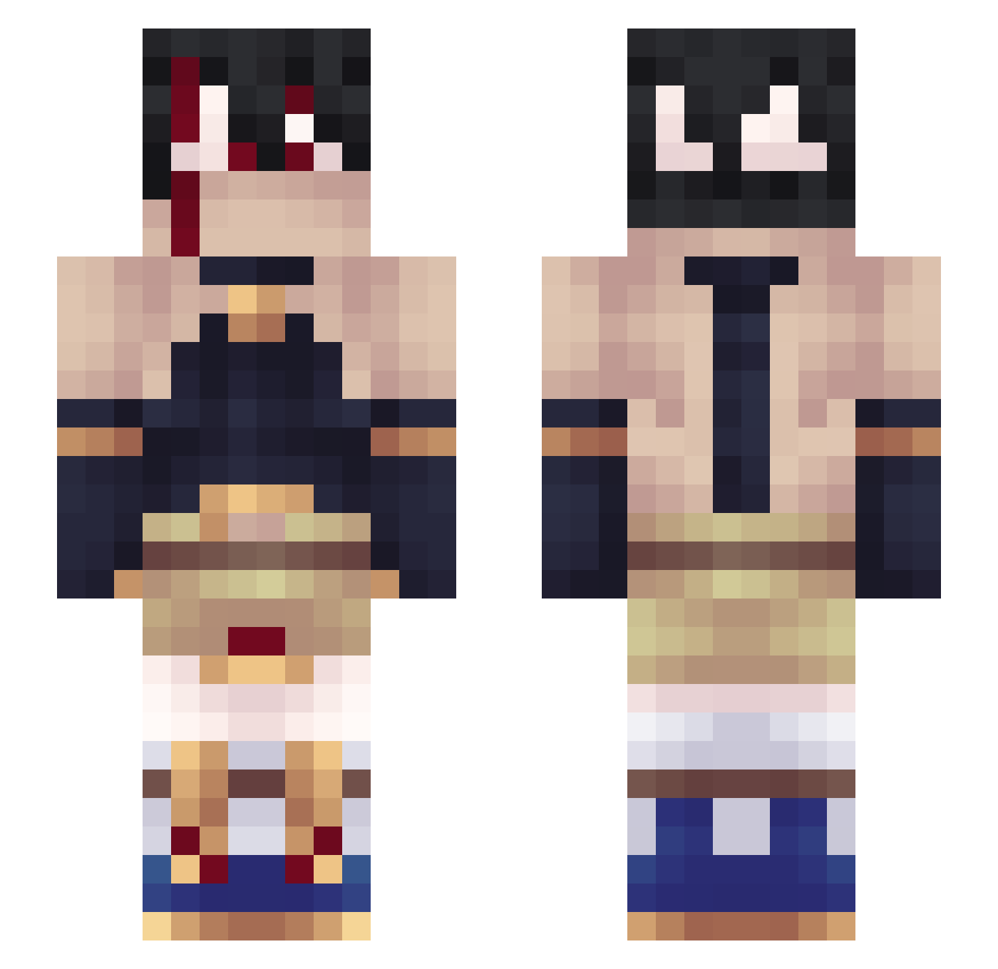 Duckyfluxer Minecraft skin, front and back view