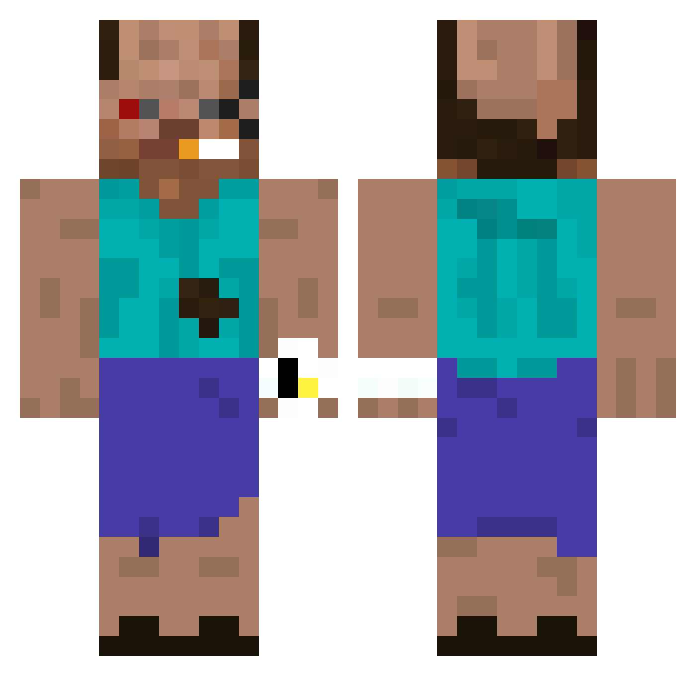 Bendoww Minecraft skin, front and back view