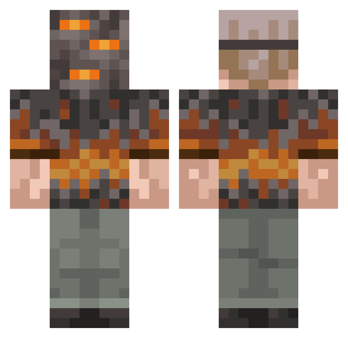 Gseba Minecraft skin, front and back view
