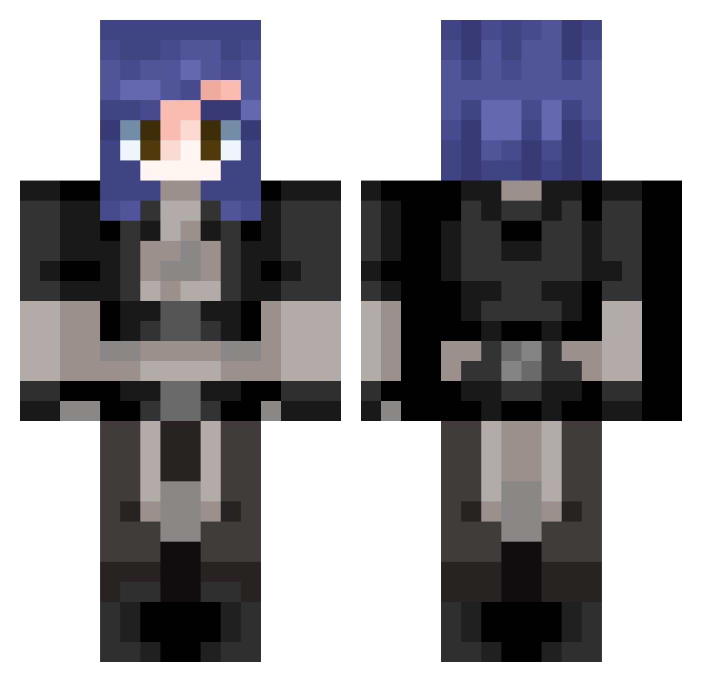 AR1I Minecraft skin, front and back view