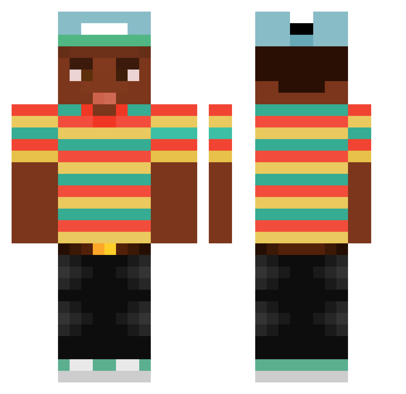 Noxurn Minecraft skin, front and back view