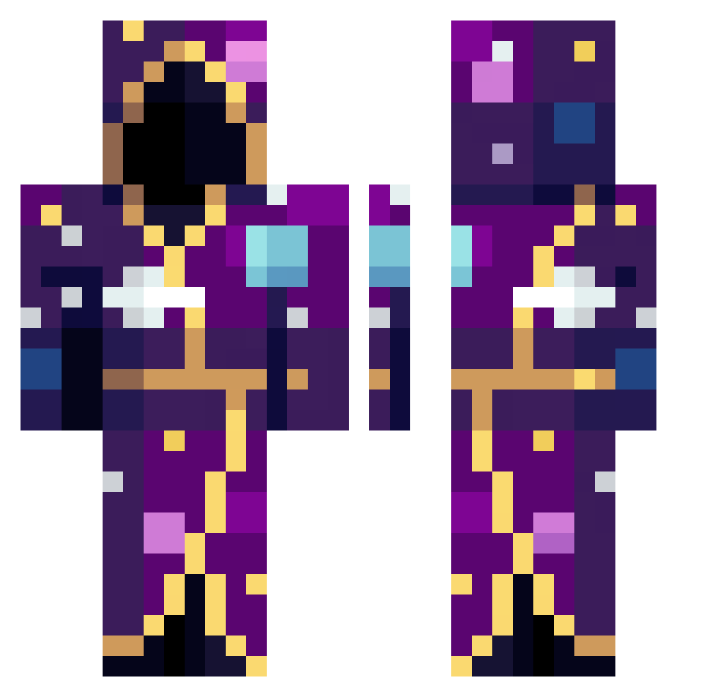 wizrad7 Minecraft skin, front and back view
