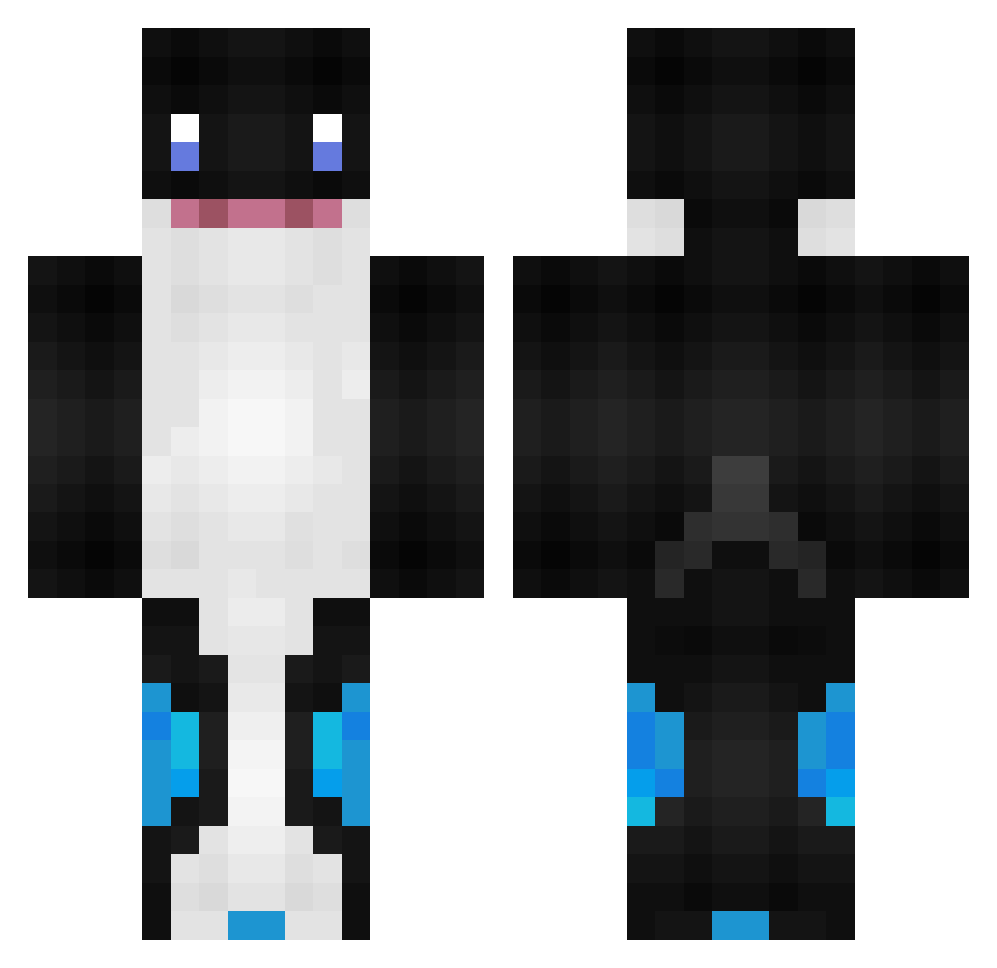 Cwoue Minecraft skin, front and back view