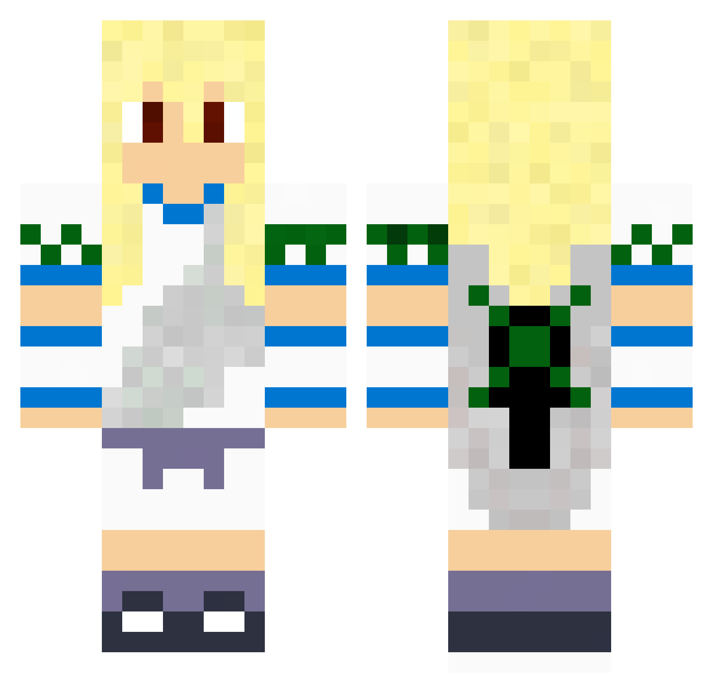 SpaRtexLaMenace Minecraft skin, front and back view