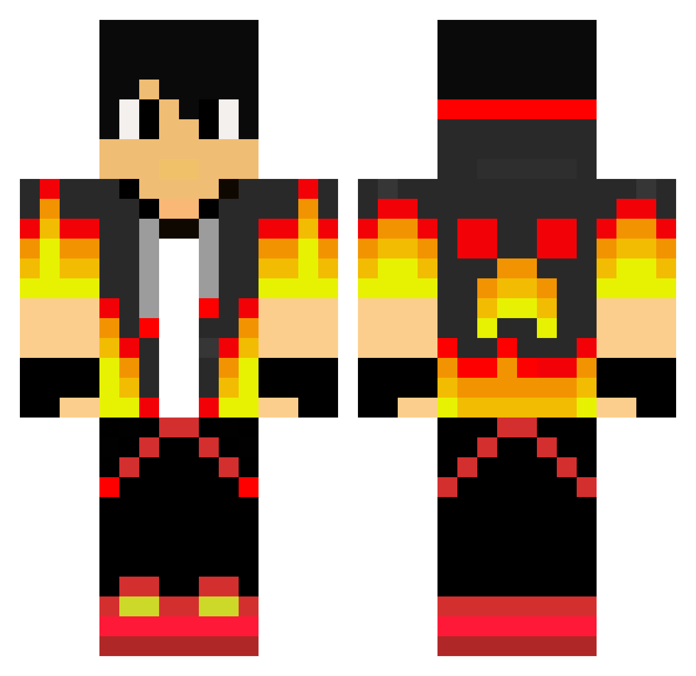 firewiz Minecraft skin, front and back view