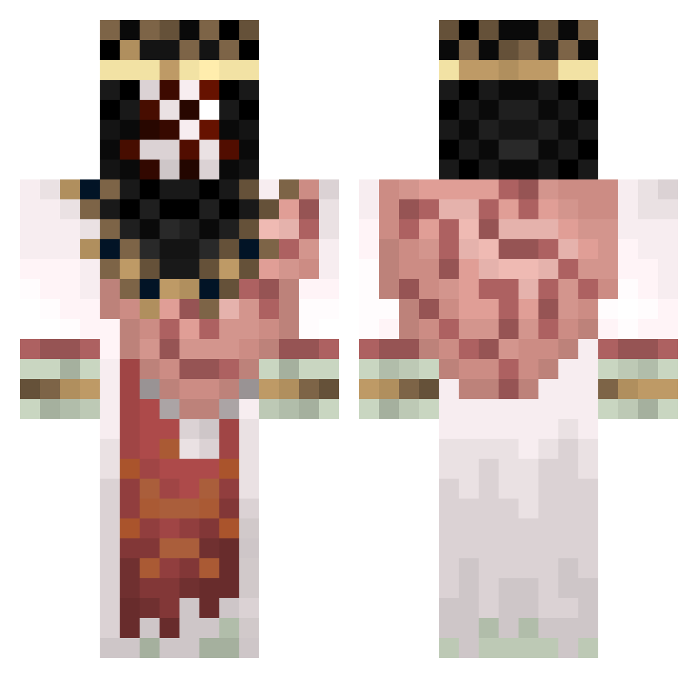 GrimmCrackerr Minecraft skin, front and back view