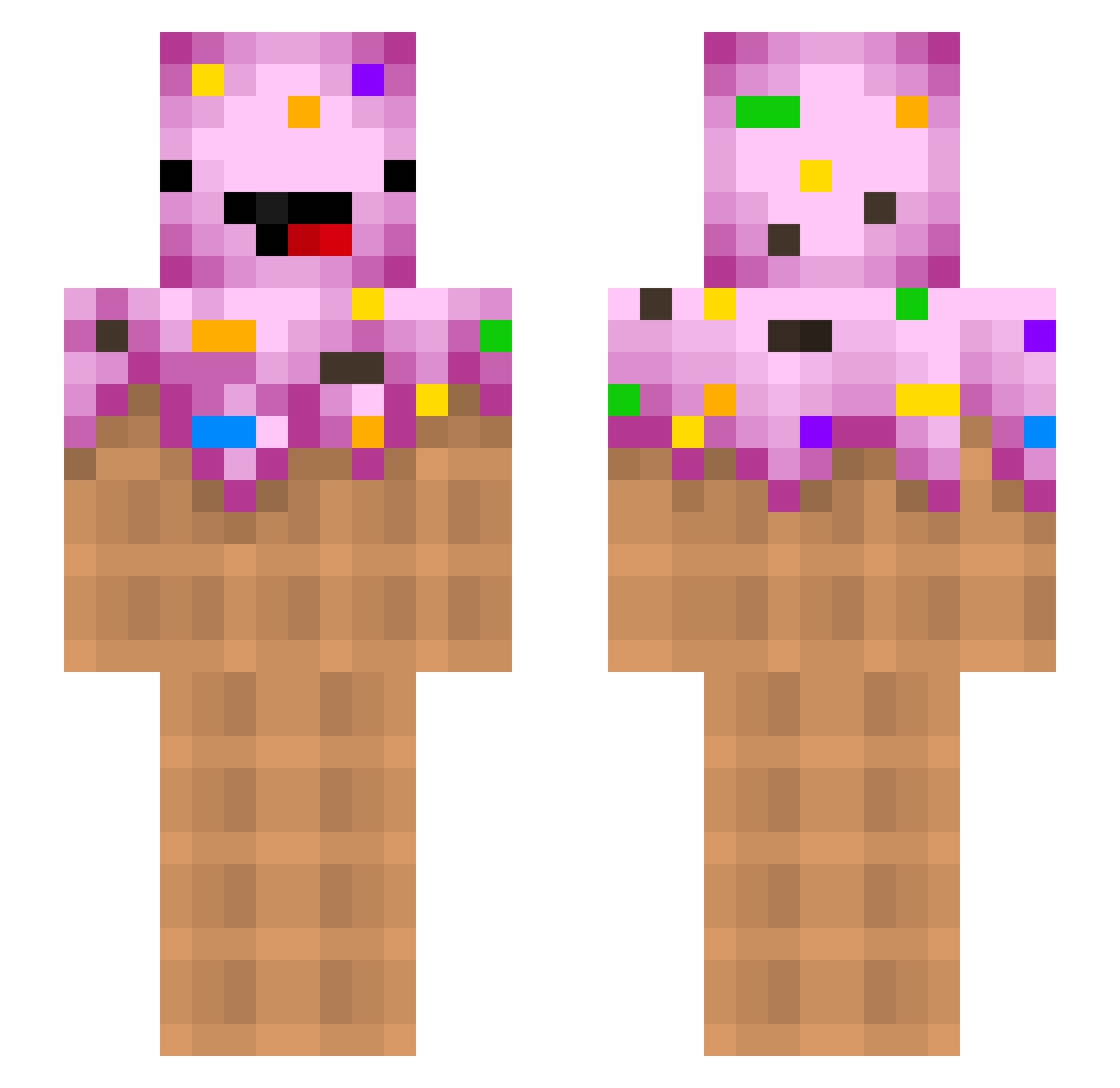 Isvaffel_ Minecraft skin, front and back view