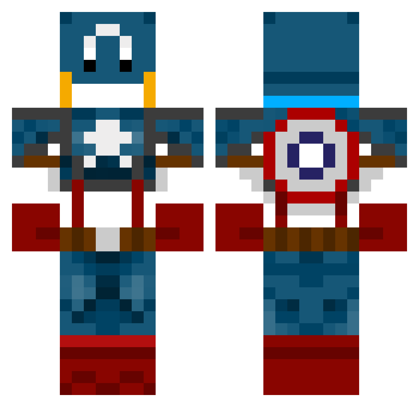 Casimir Minecraft skin, front and back view