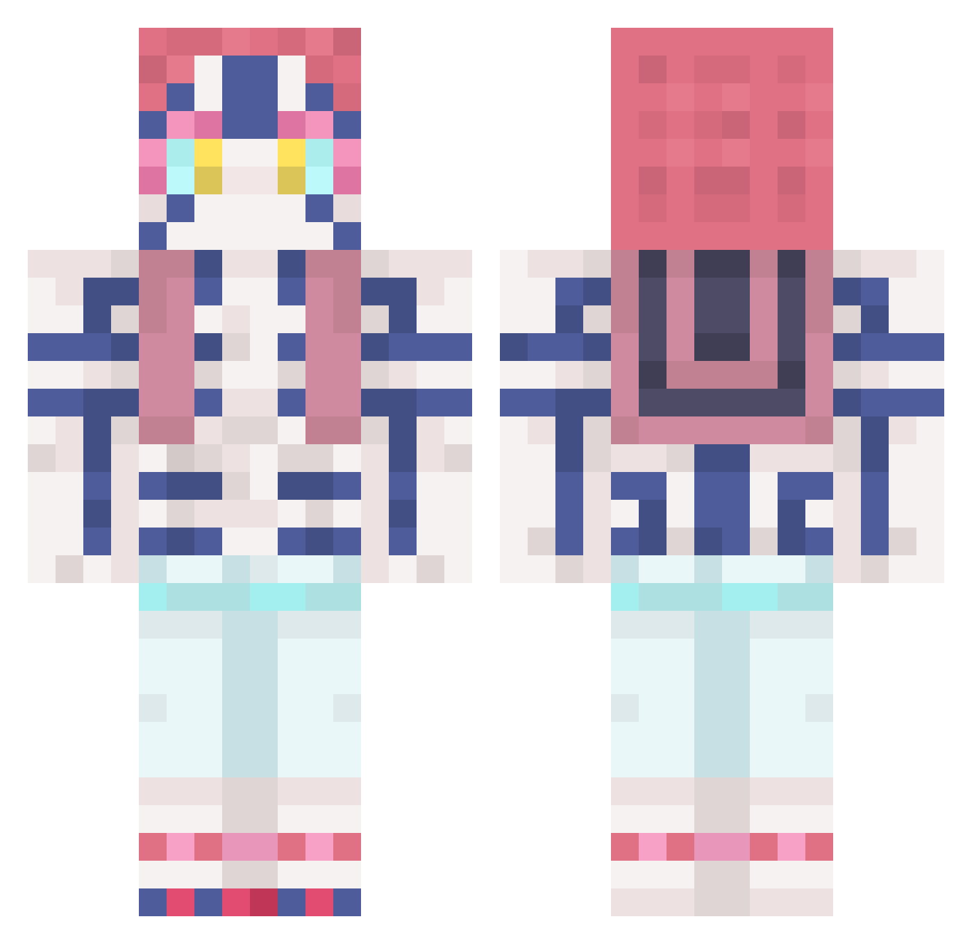 ToastyMoose Minecraft skin, front and back view