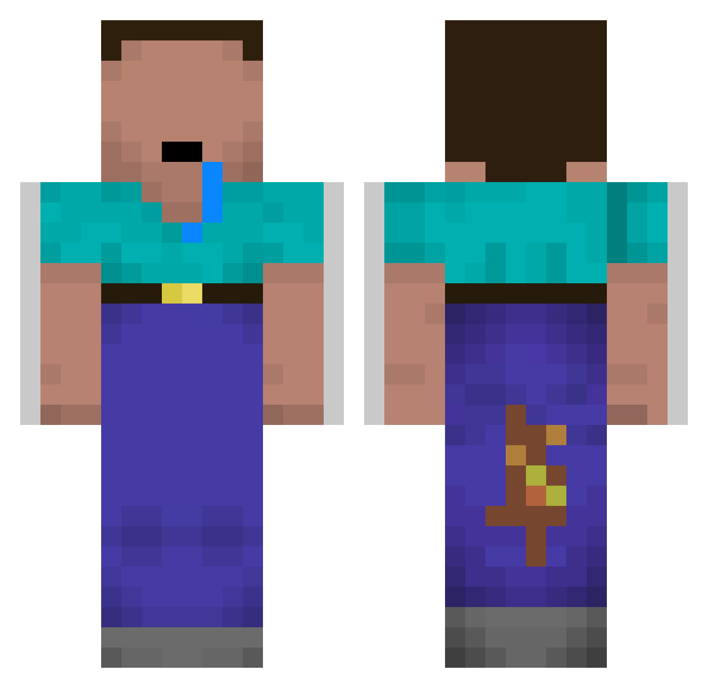 Fredakolle Minecraft skin, front and back view