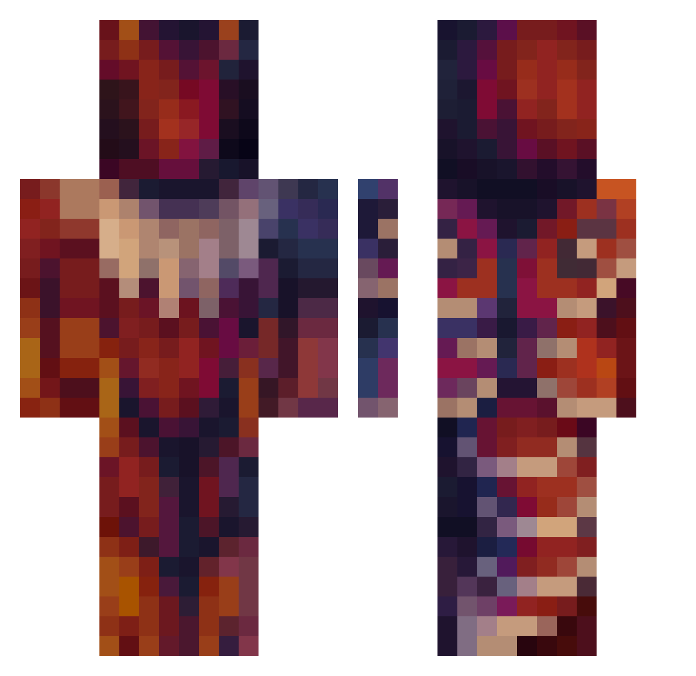 TriMd Minecraft skin, front and back view