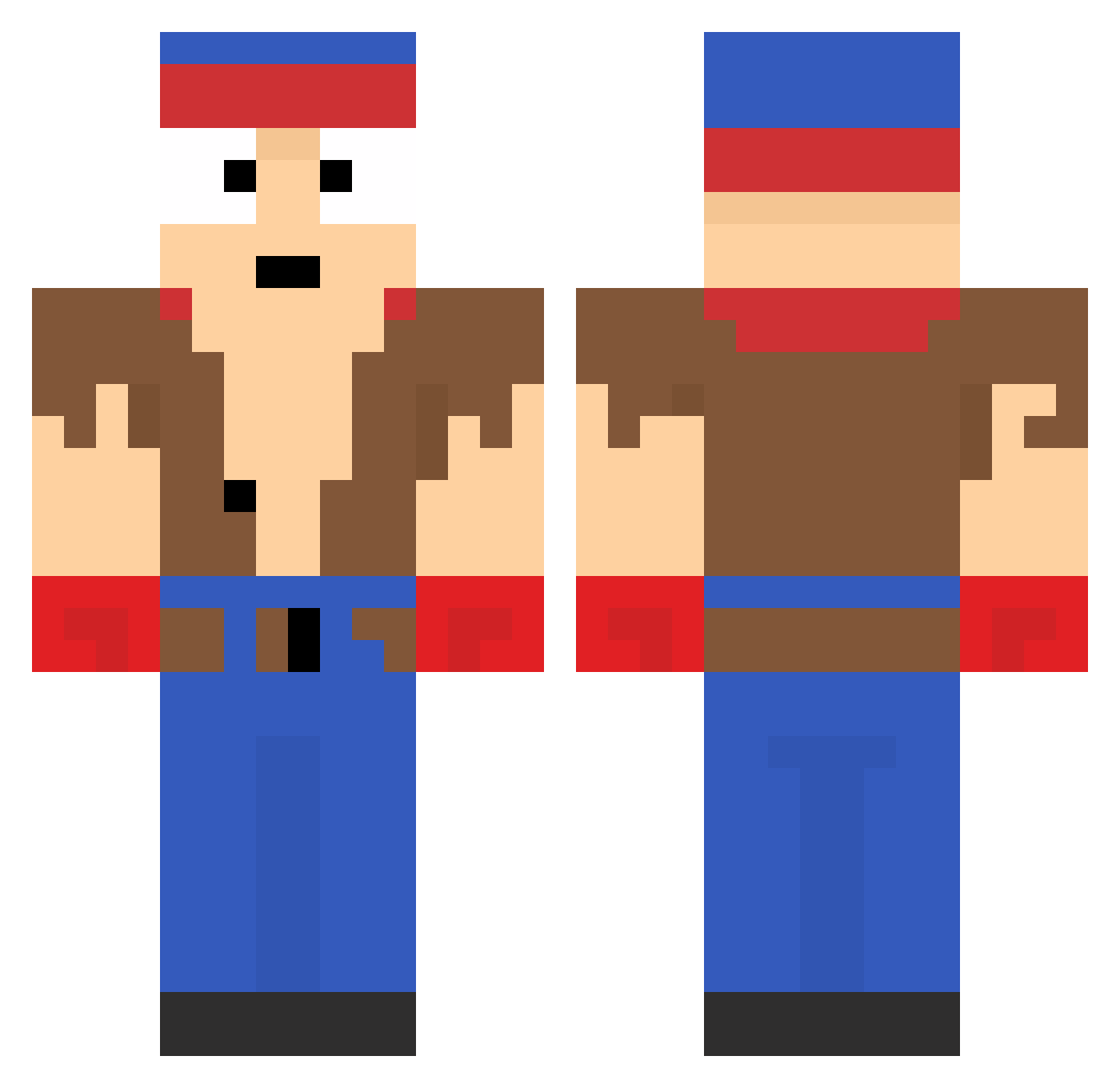 Flaftery Minecraft skin, front and back view