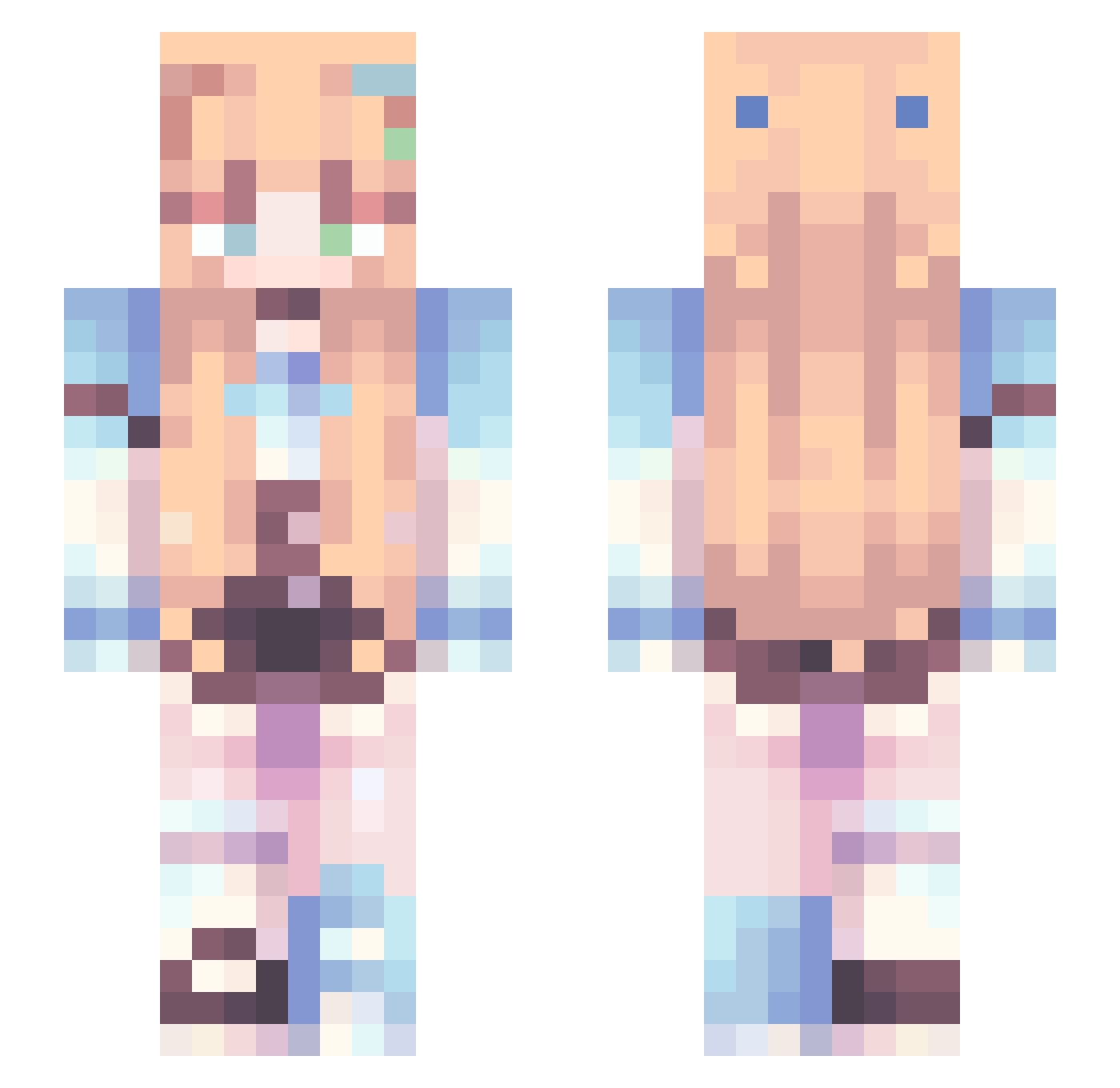 SpareSinnamon Minecraft skin, front and back view
