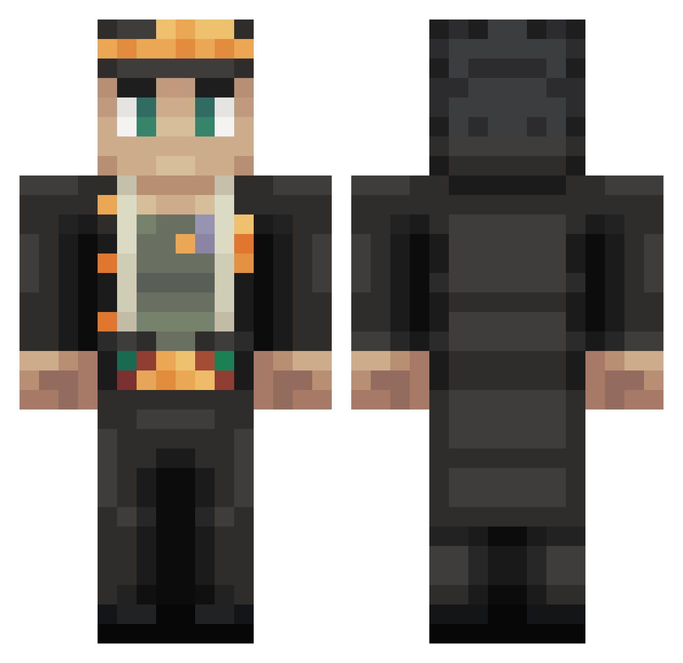 k0din Minecraft skin, front and back view