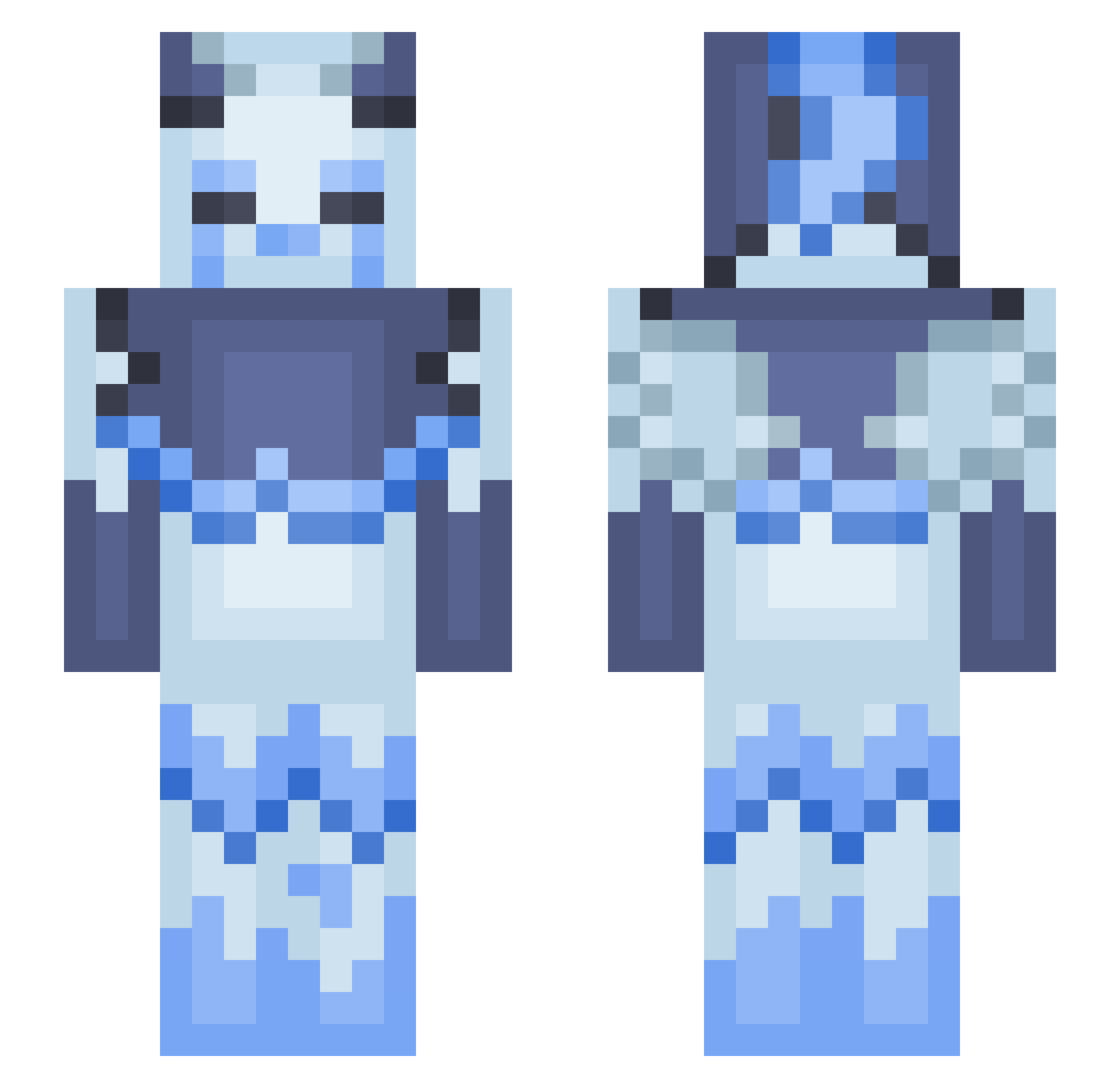 mrvva Minecraft skin, front and back view