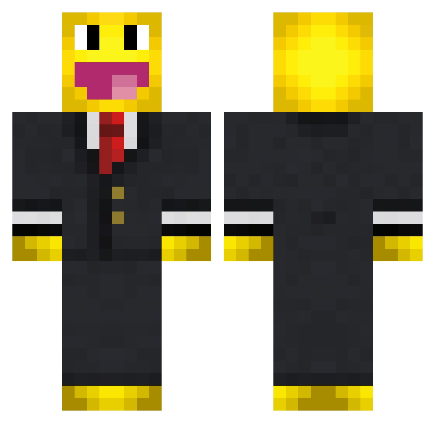 Superbrain Minecraft skin, front and back view