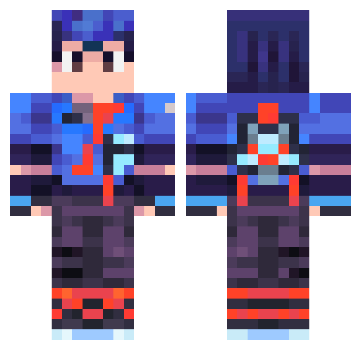Zamstar Minecraft skin, front and back view