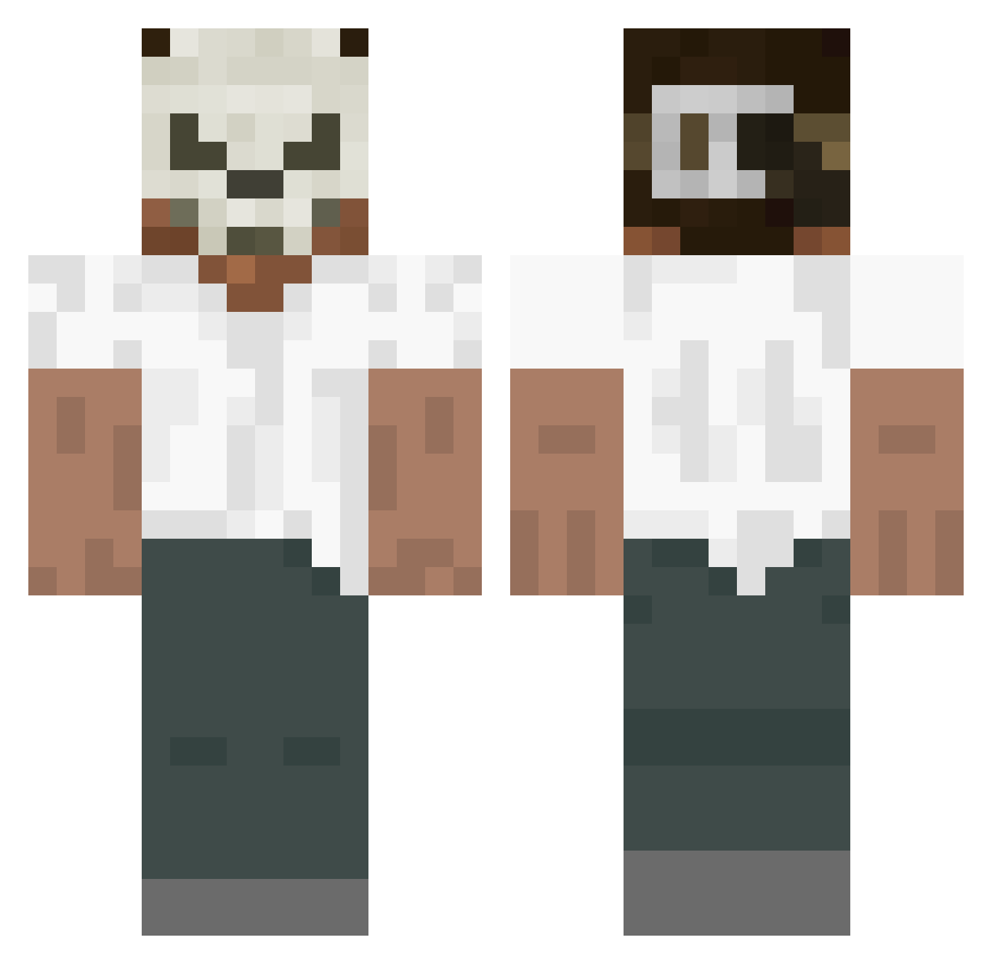 UnderExamination Minecraft skin, front and back view