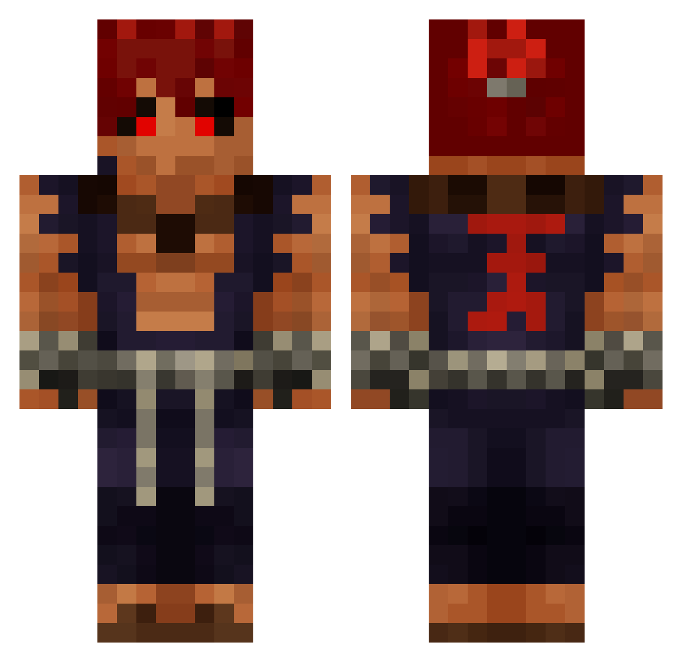 Vepax Minecraft skin, front and back view
