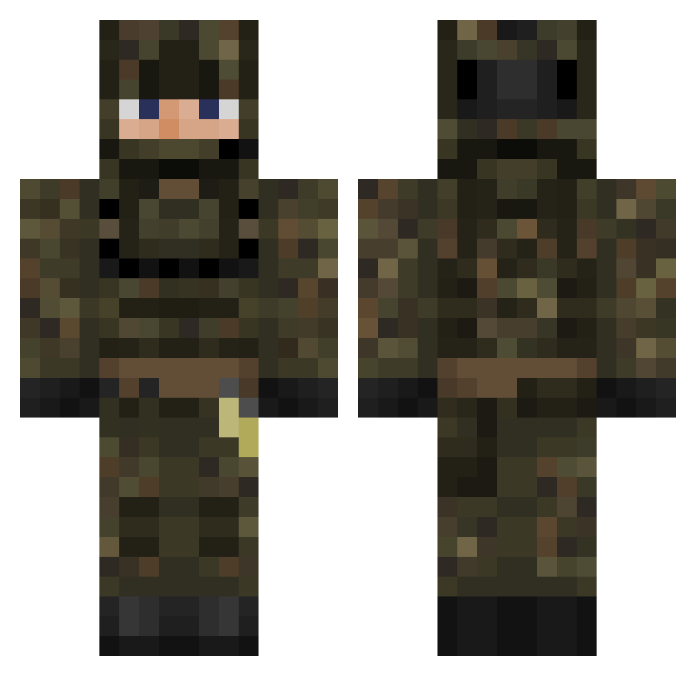 postaldood Minecraft skin, front and back view