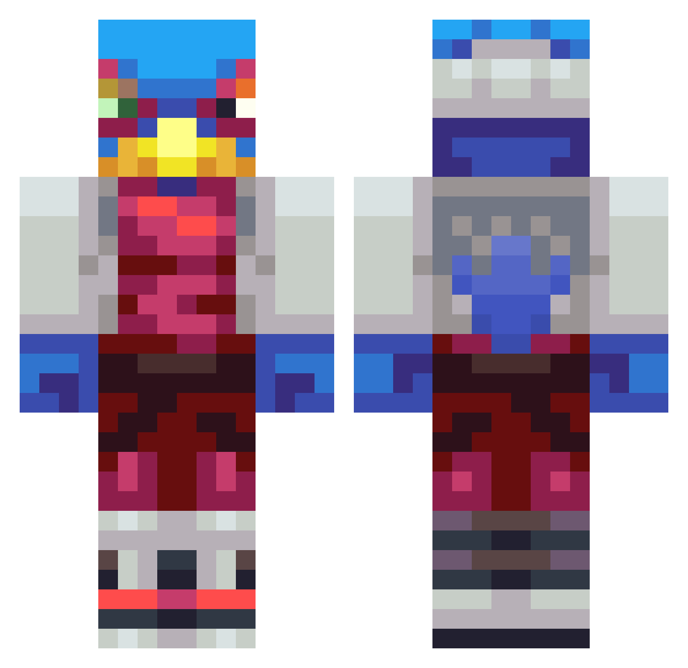 DrShrimpPrtoRico Minecraft skin, front and back view