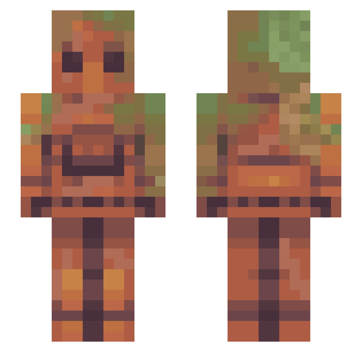 Occasius Minecraft skin, front and back view