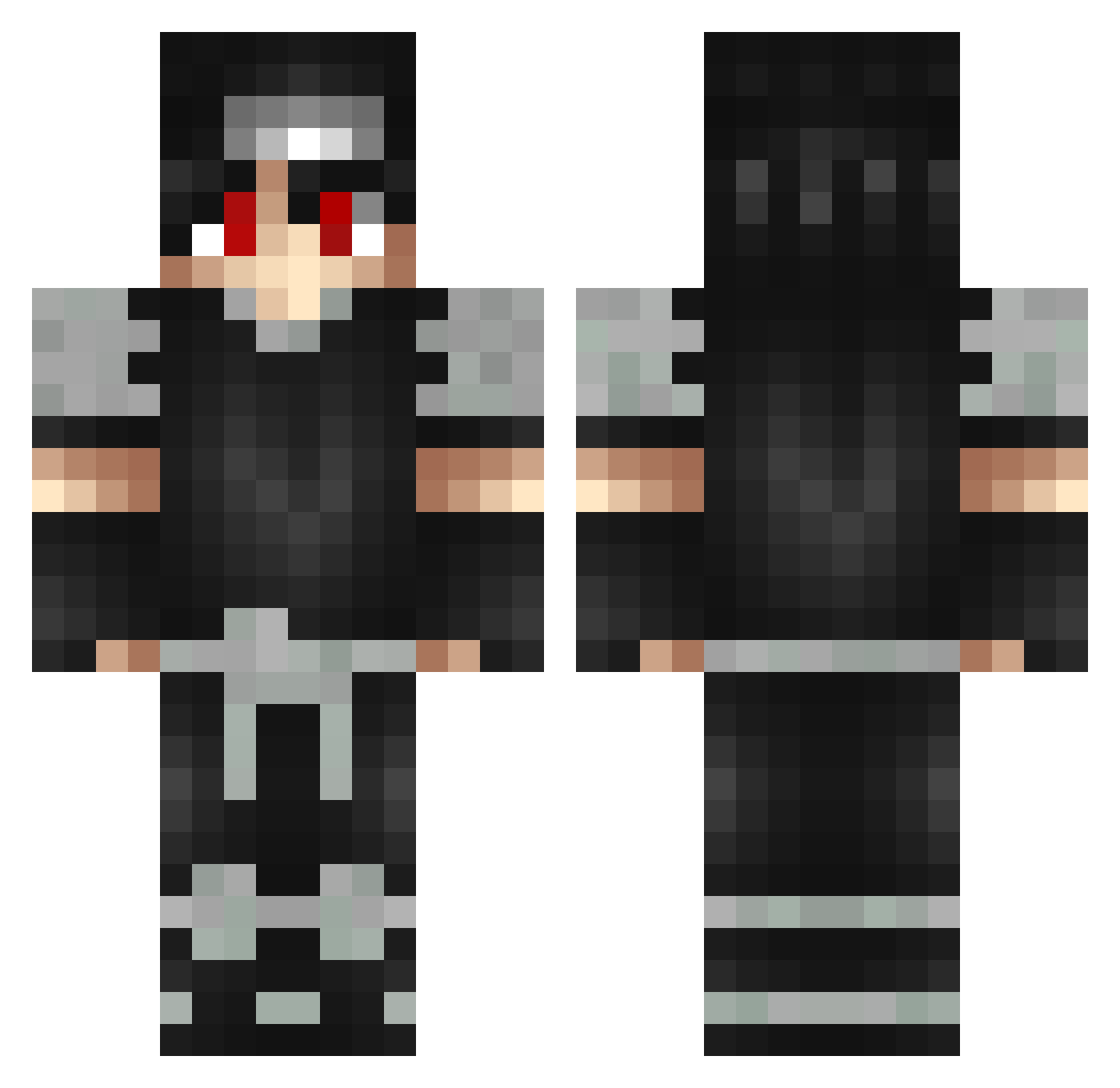 Hookzer Minecraft skin, front and back view