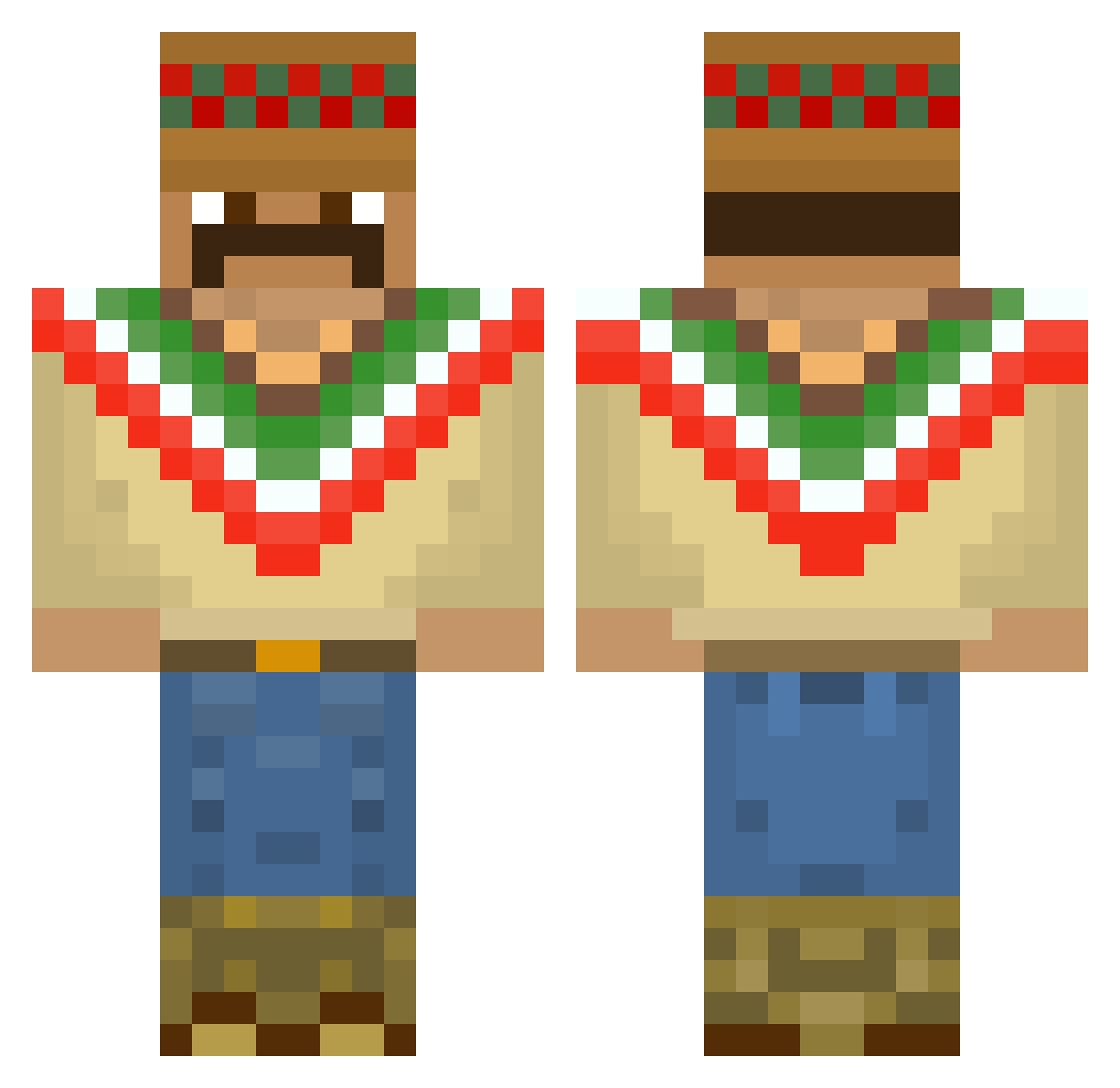 Paisano Minecraft skin, front and back view