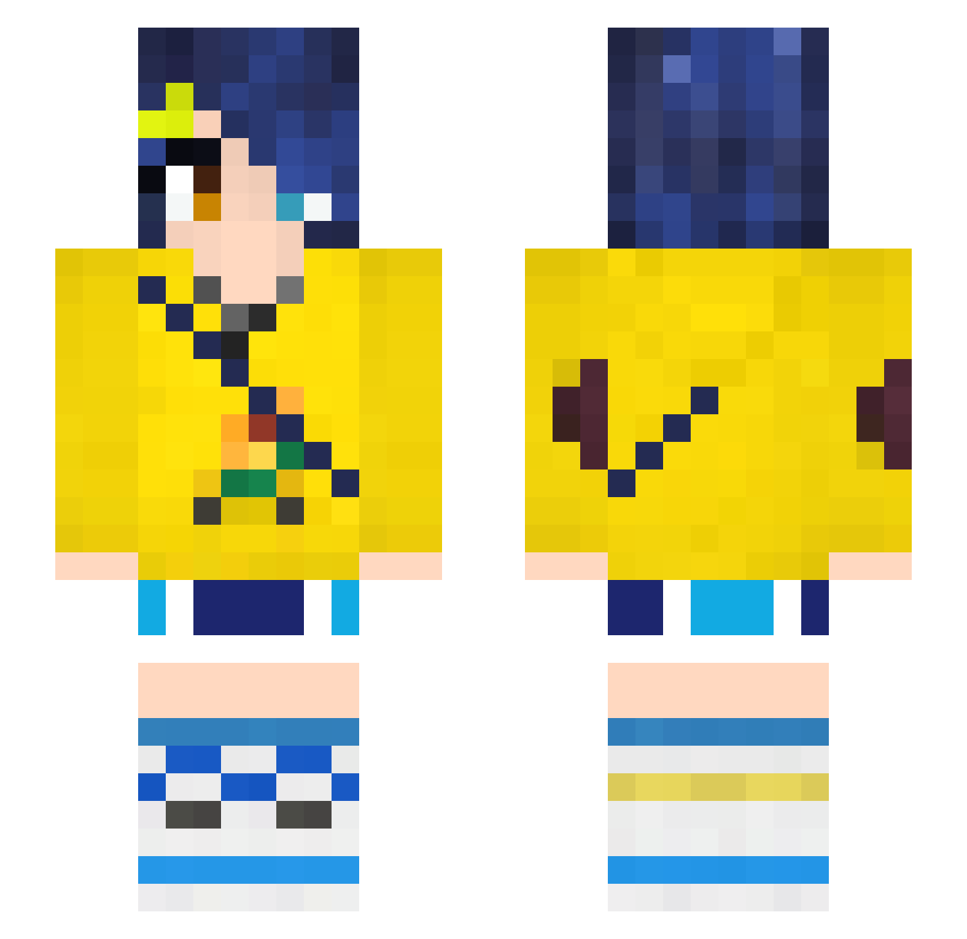 Claed Minecraft skin, front and back view