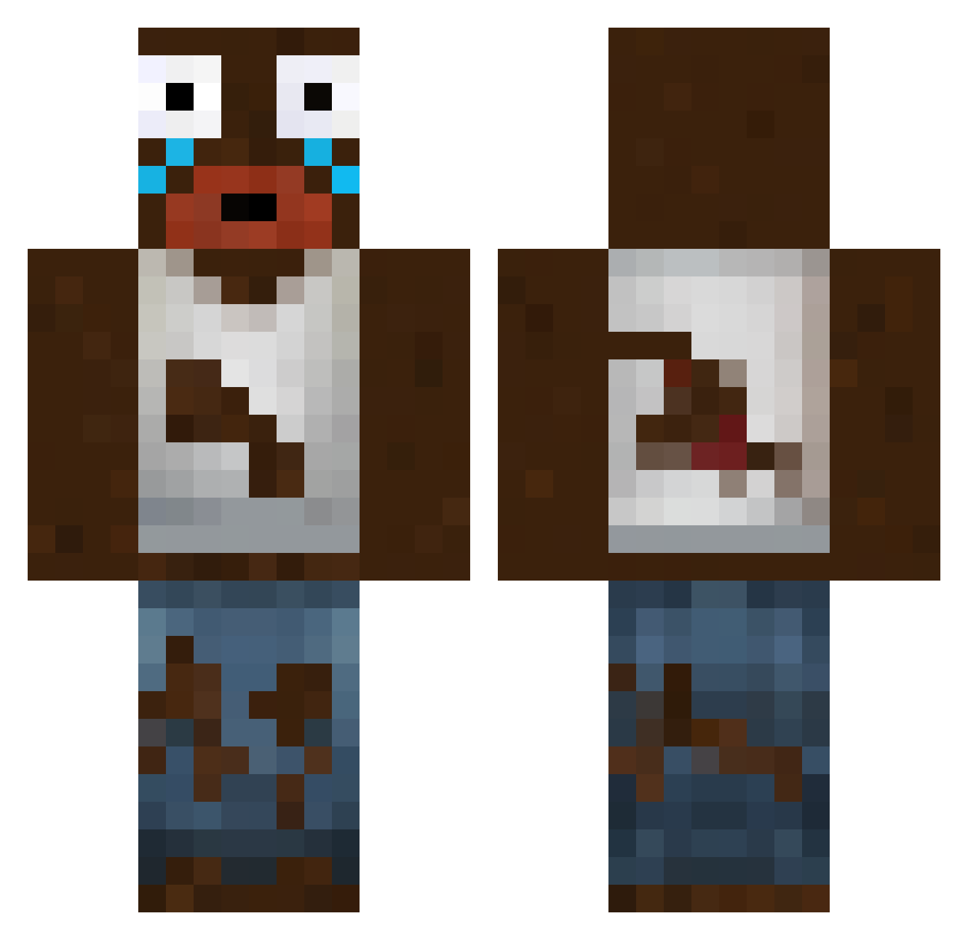 JazerGG Minecraft skin, front and back view