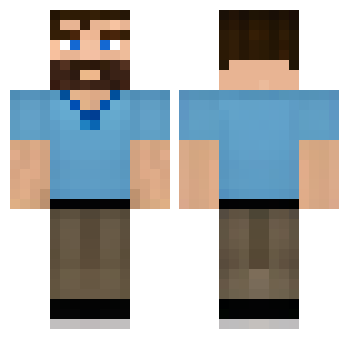 NoxusCZ Minecraft skin, front and back view