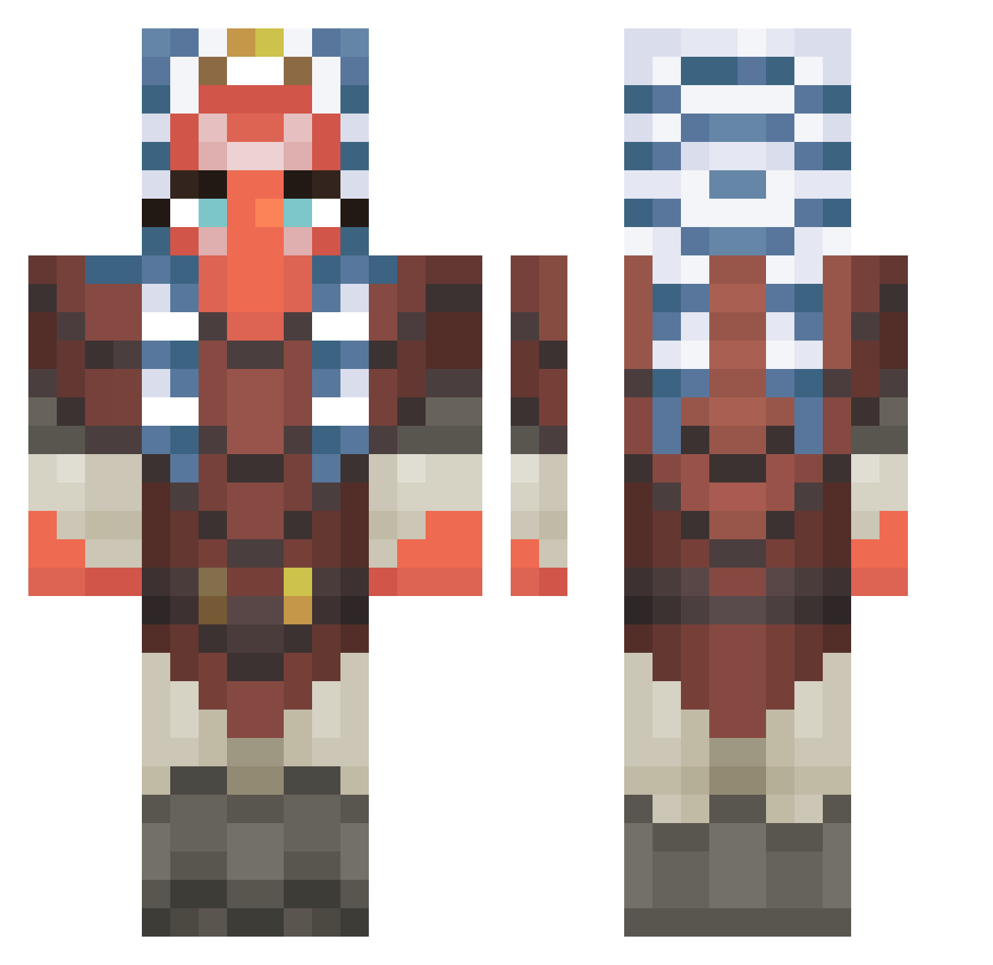 Takainex Minecraft skin, front and back view