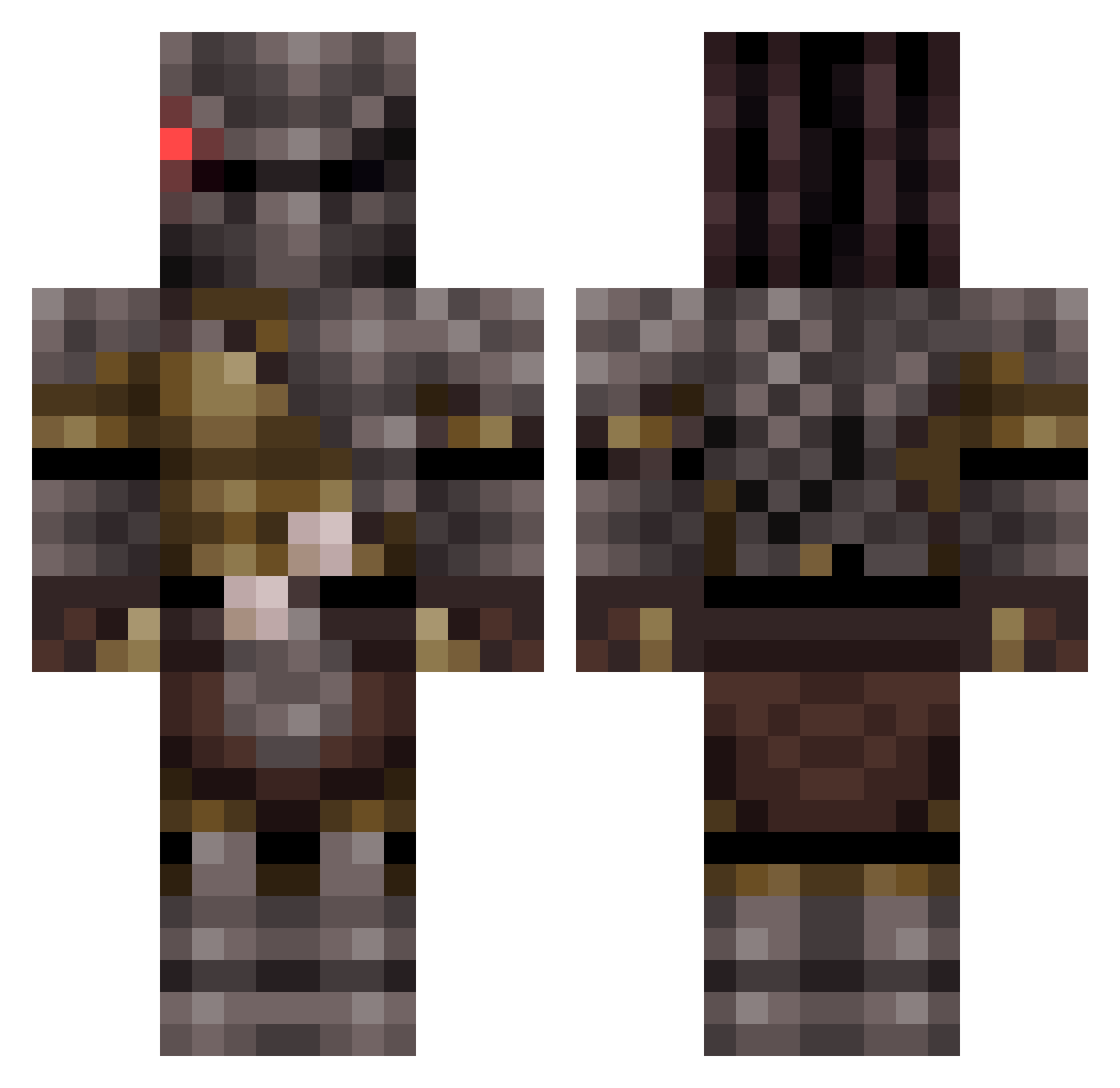 Xipherex Minecraft skin, front and back view