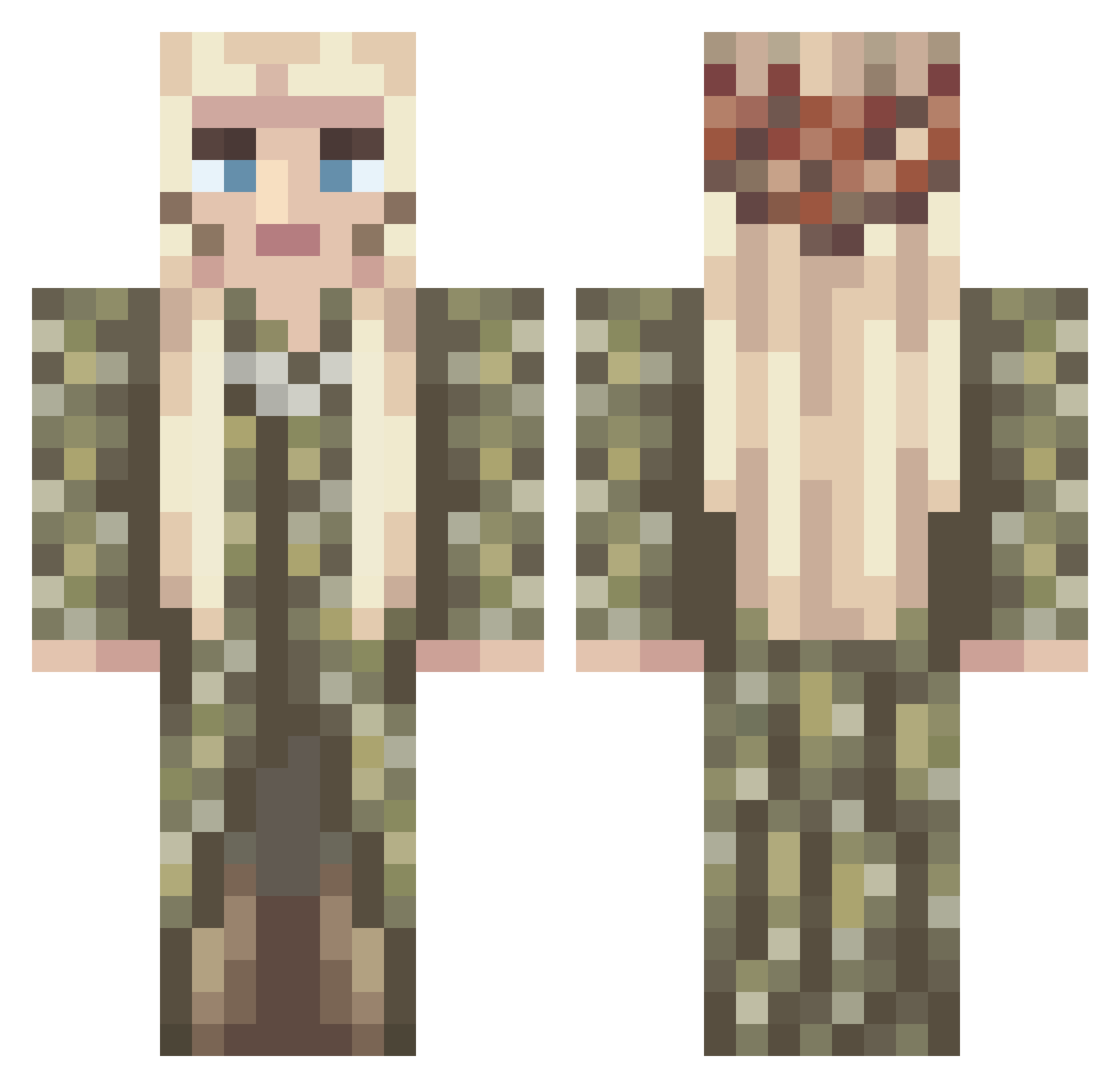 ToggleAce Minecraft skin, front and back view