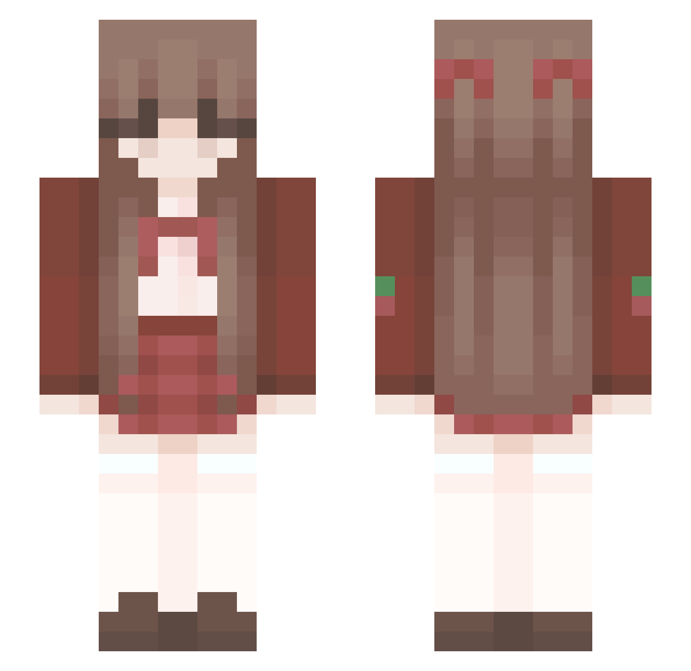 Ljubavnica Minecraft skin, front and back view