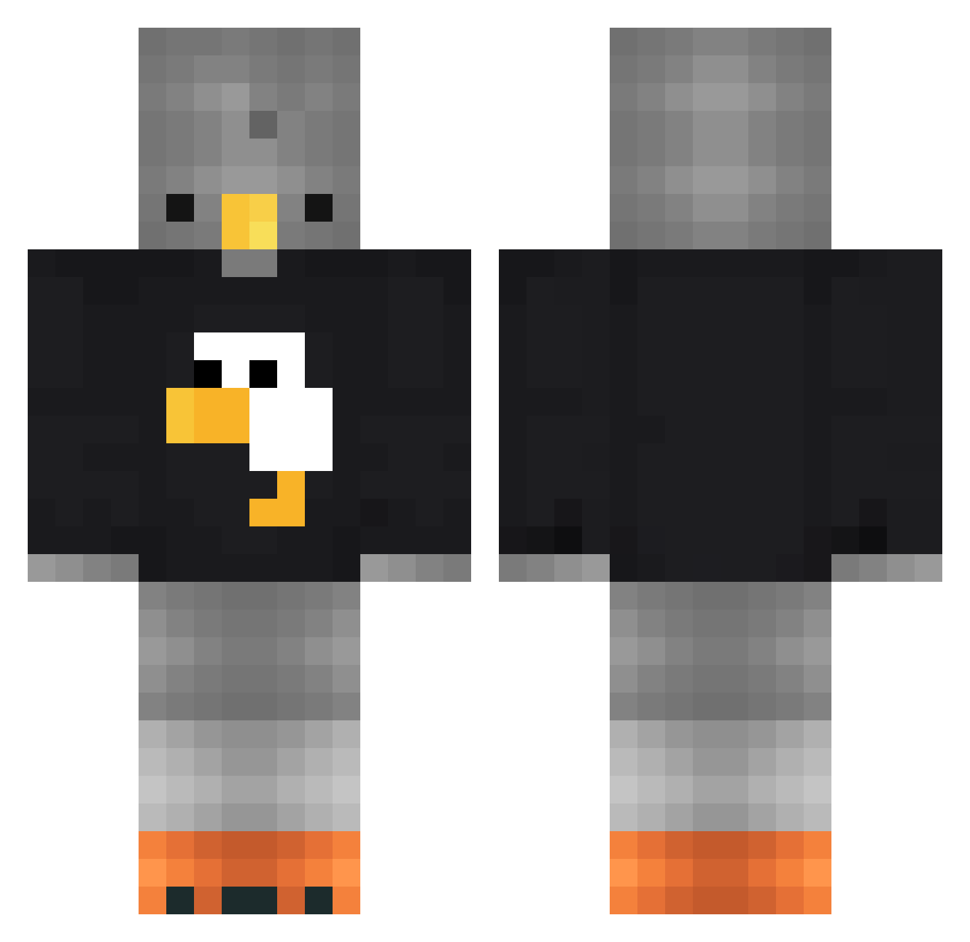 Criminatix Minecraft skin, front and back view