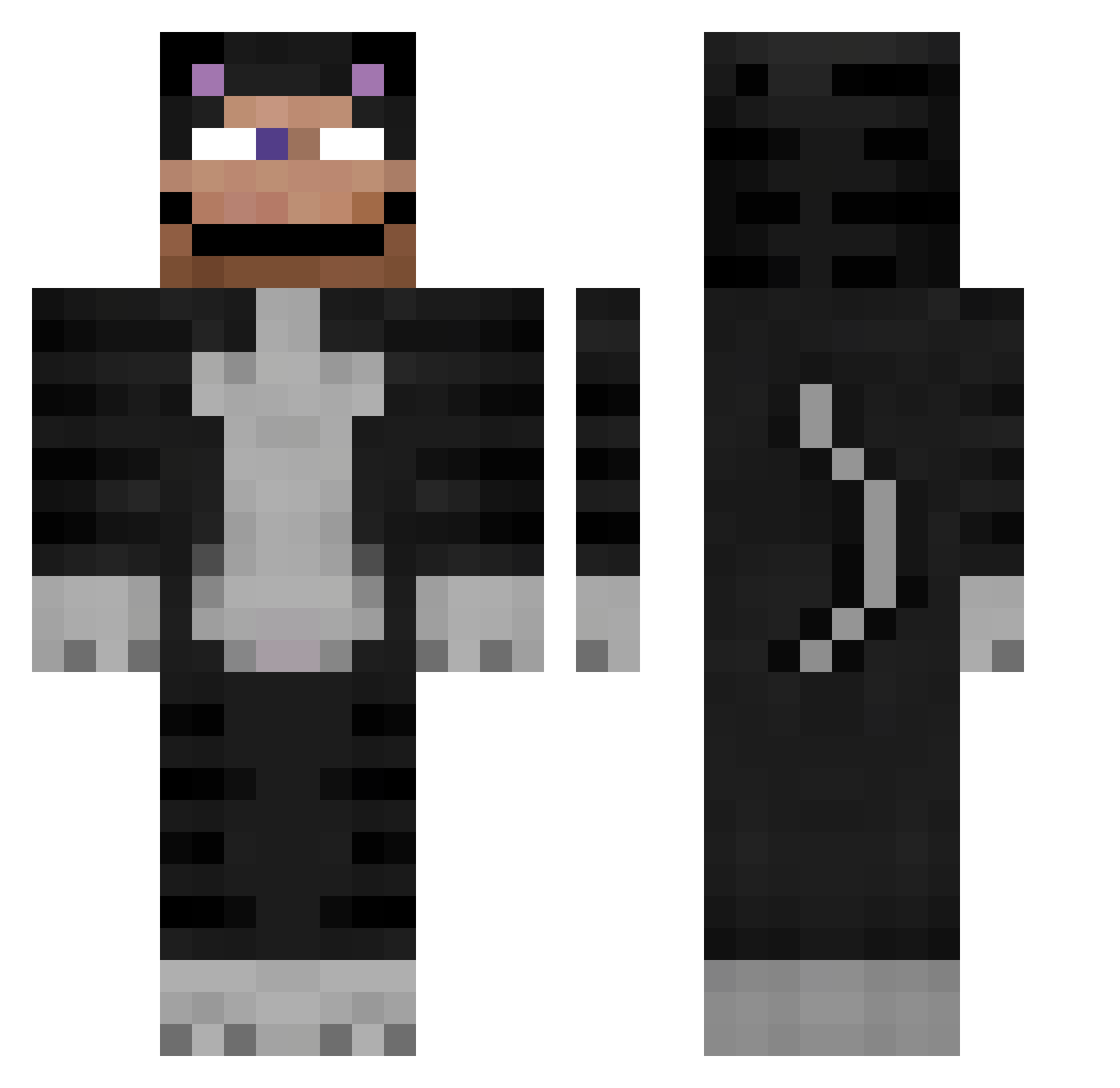 GrubaRuda Minecraft skin, front and back view