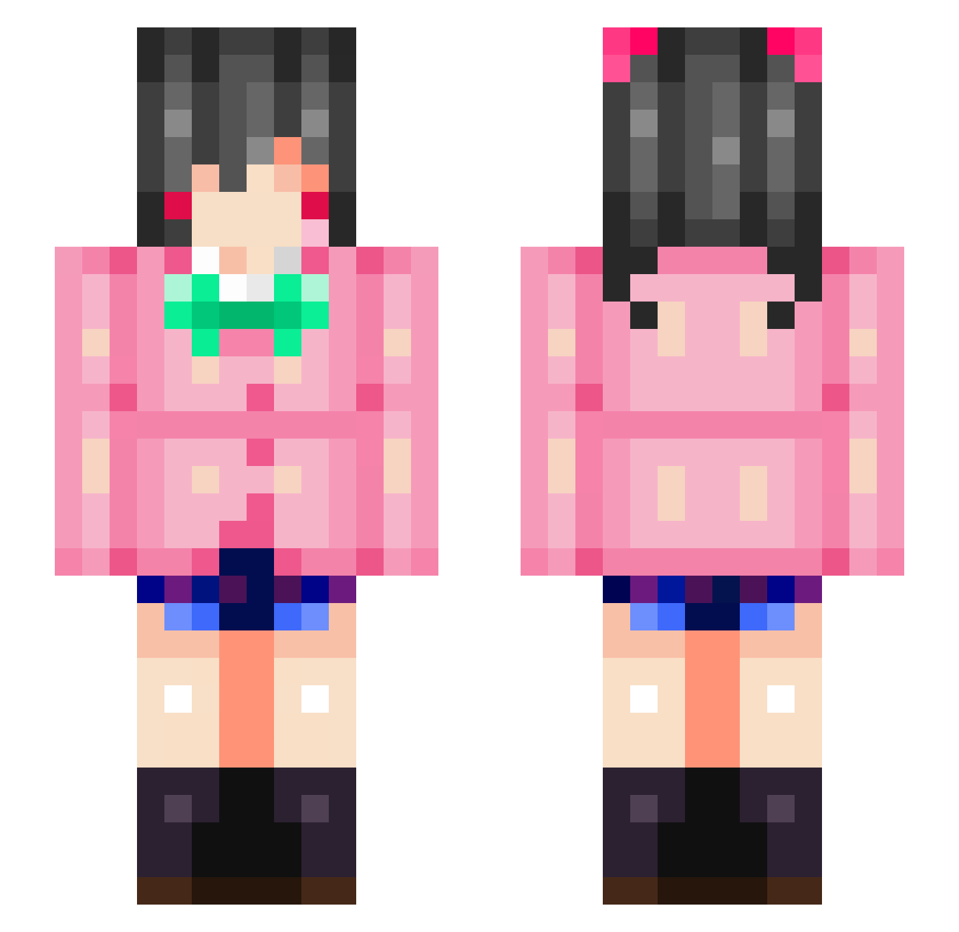 Reggie67 Minecraft skin, front and back view
