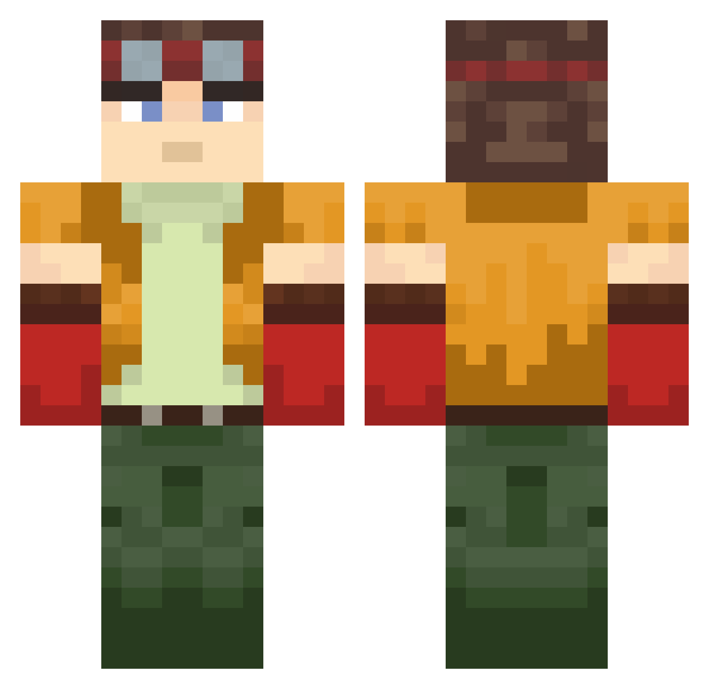 Mr_Bucky Minecraft skin, front and back view