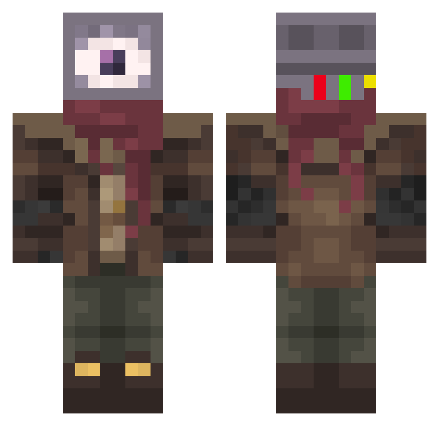 V1VEX Minecraft skin, front and back view
