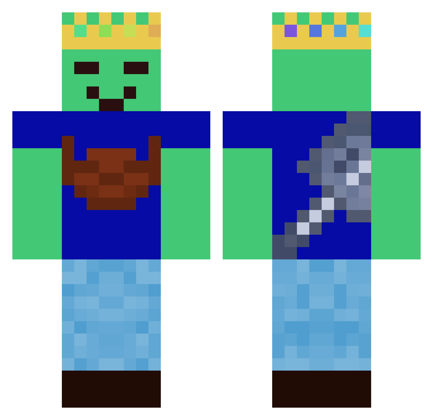 Rajumees Minecraft skin, front and back view