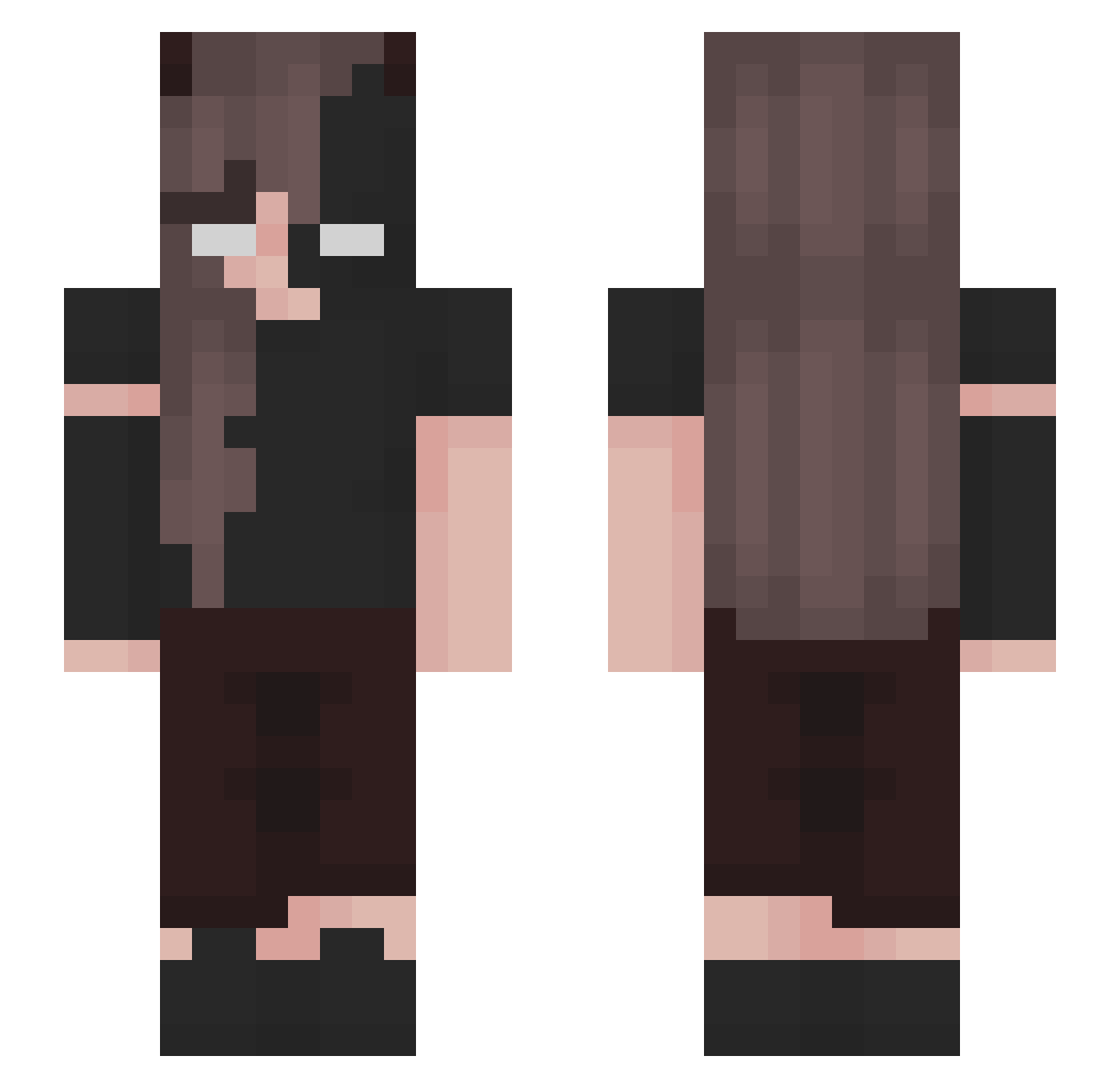 Unactable Minecraft skin, front and back view