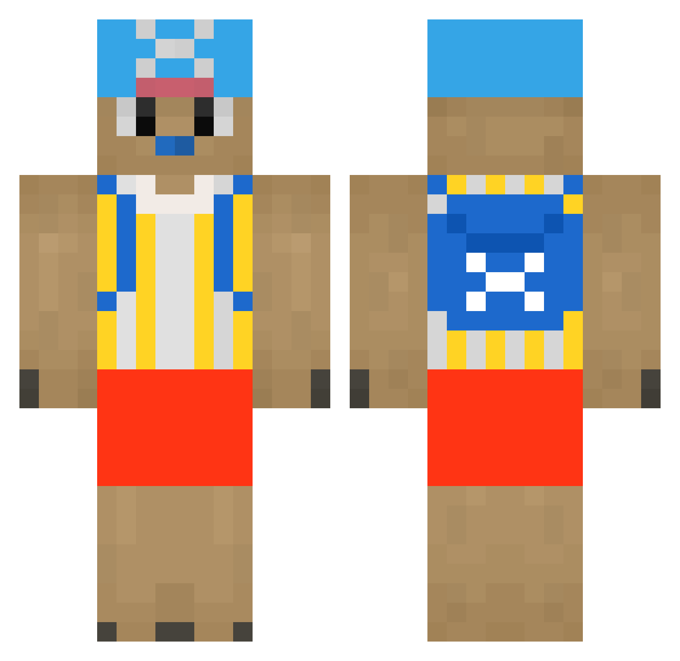 Nipton Minecraft skin, front and back view