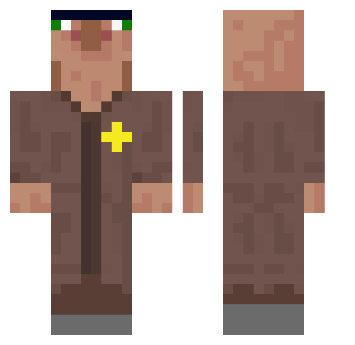 Atfistek Minecraft skin, front and back view